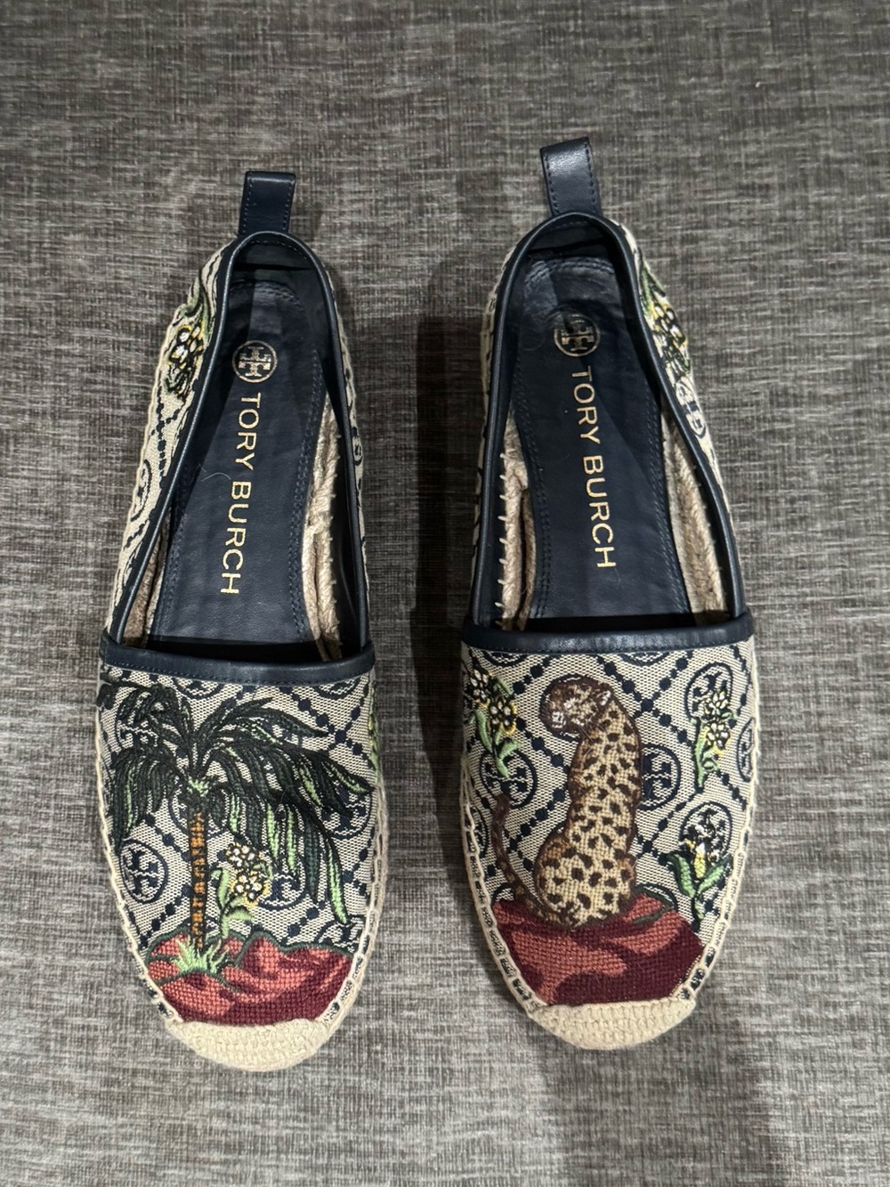 Tory Burch Cheetah Needlepoint Platform Espadrille - Picture 2 of 6